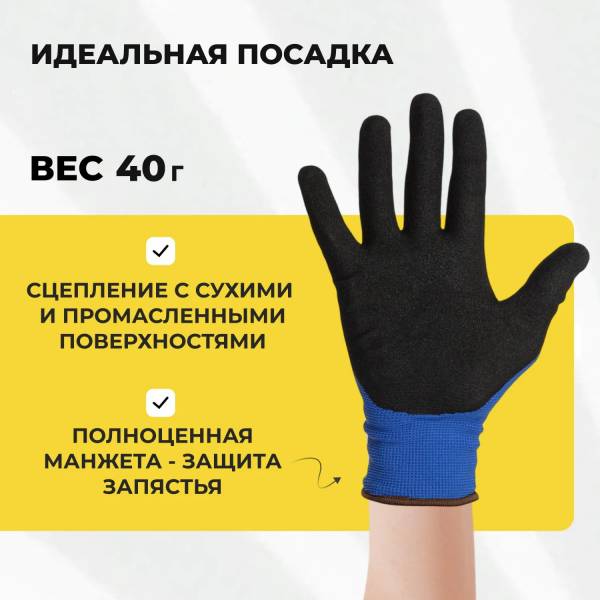 Перчатки защитные нейлон всп.нитрил SCAFFA Механик NY1350S-NV/BLK р.11