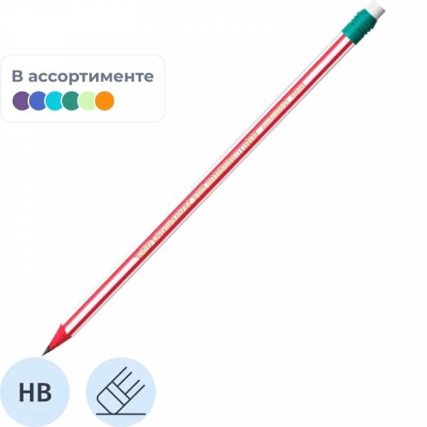 Карандаш чернографитный BIC Evolution Stripes с ластиком