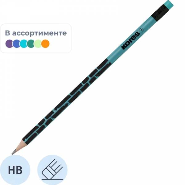 Карандаш чернографитный Kores CrackedStyleMetal трехгранный 92813