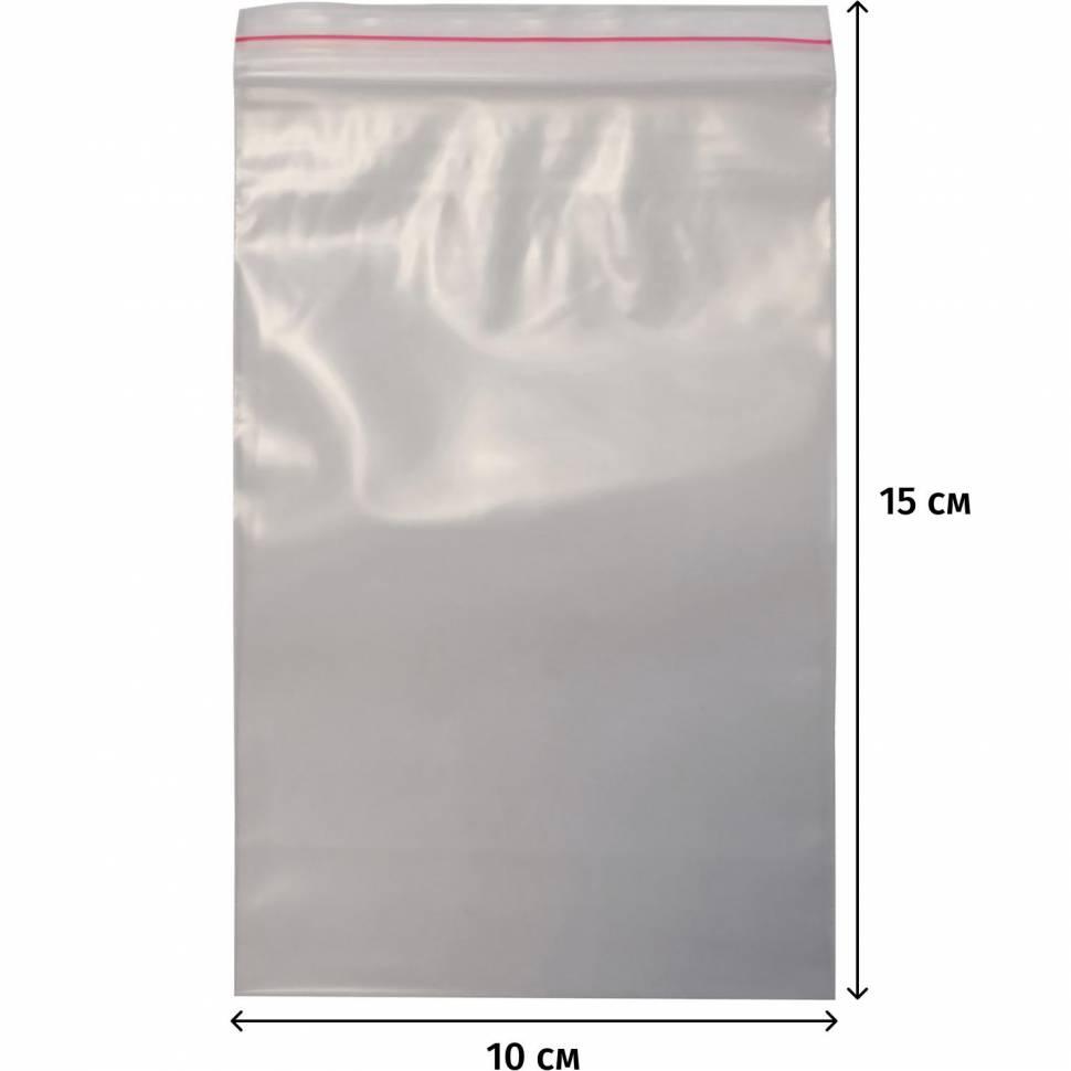 Пакет с замком (Zip Lock) 10х15 см, 100мкм, 100 шт/уп