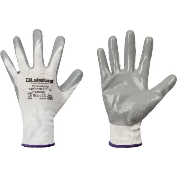 Перчатки защит. полиэфирн. Lakeland SpiderGrip 7-2103 с нитр.покр. р.L