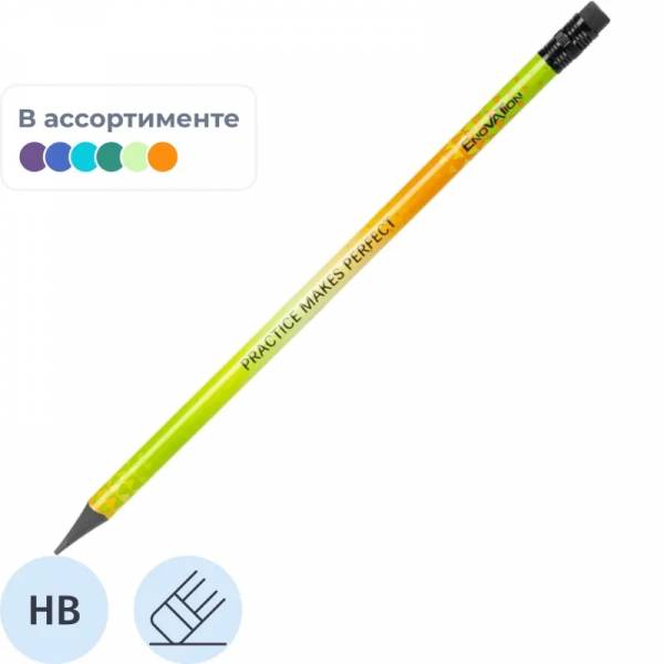 Карандаш чернографитный Deli Enovation HB пластиковый с ластиком в ассортим