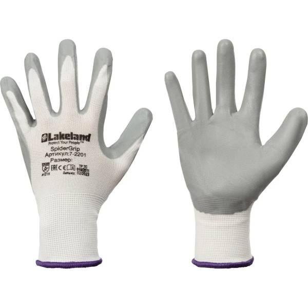 Перчатки защ. полиэфирн Lakeland SpiderGrip 7-2201 с всп.нитр.р.M(5пар/уп)